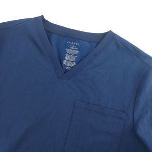 Jaanuu Womens Medium Blue Short Sleeve Pocket V-Neck‎ Scrubs